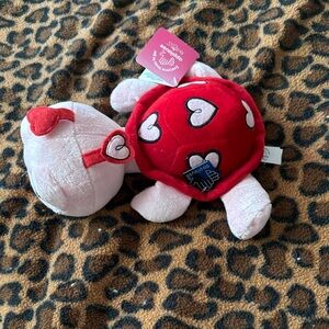 Russ Red and Pink Stuffed Turtle with Hearts